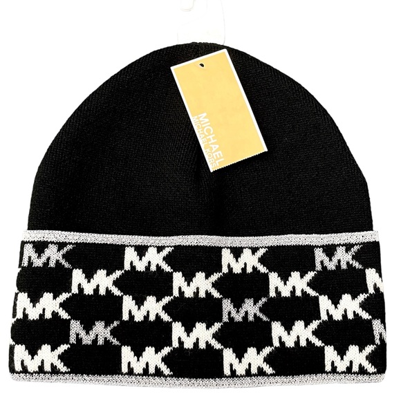 MICHAEL Michael Kors Accessories - Michael Michael Kors Womens Knit Cuffed Winter Beanie Hat 539330C Black Multi OS